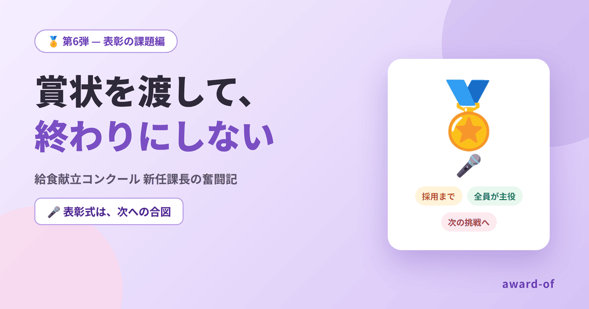 給食献立コンクール★最終章 - 賞状を渡して、終わりにしない★新任課長の奮闘記